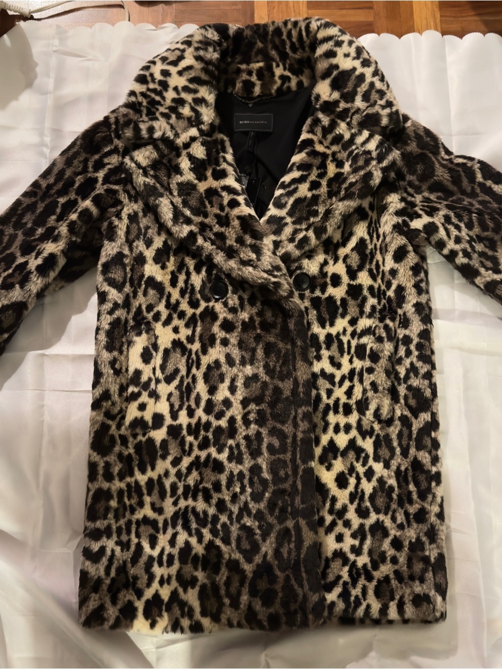 BCBGMaxAzria Leopard Print Teddy Coat - Brown/Black/Cream